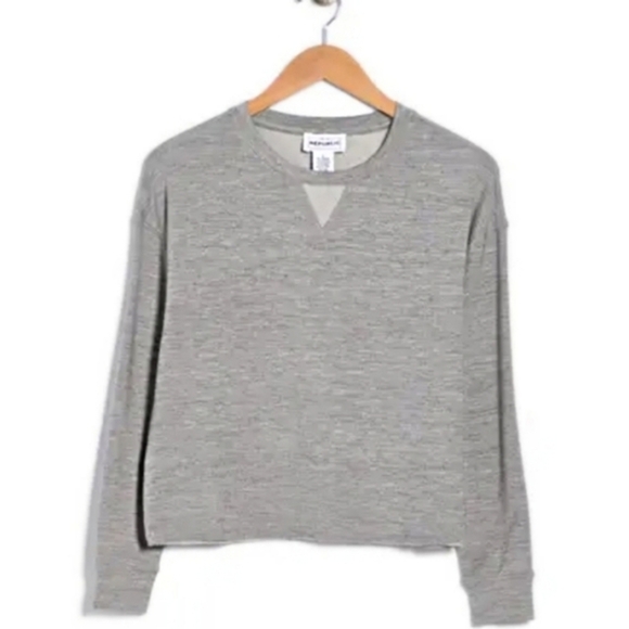 For The Republic ✦ Super Soft French Terry Knit Top ✦ Grey Crew Neck Sweatshirt - Picture 4 of 9